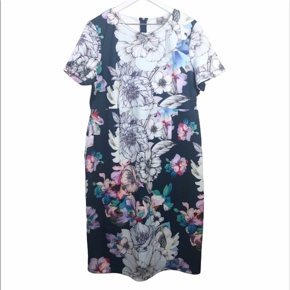 ASOS Maternity Floral Short Sleeve Midi Dress Size 14 - Picture 1 of 12